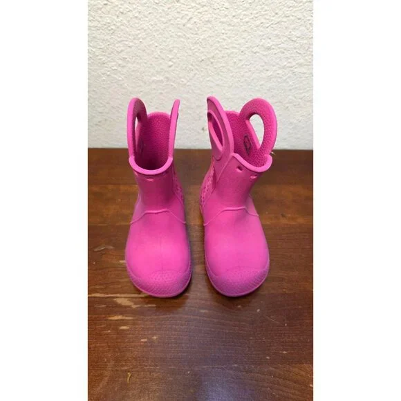 Crocs Kids Handle It Pink Rain Boots Size C8 Durable & Lightweight Waterproof Sh - Picture 2 of 6